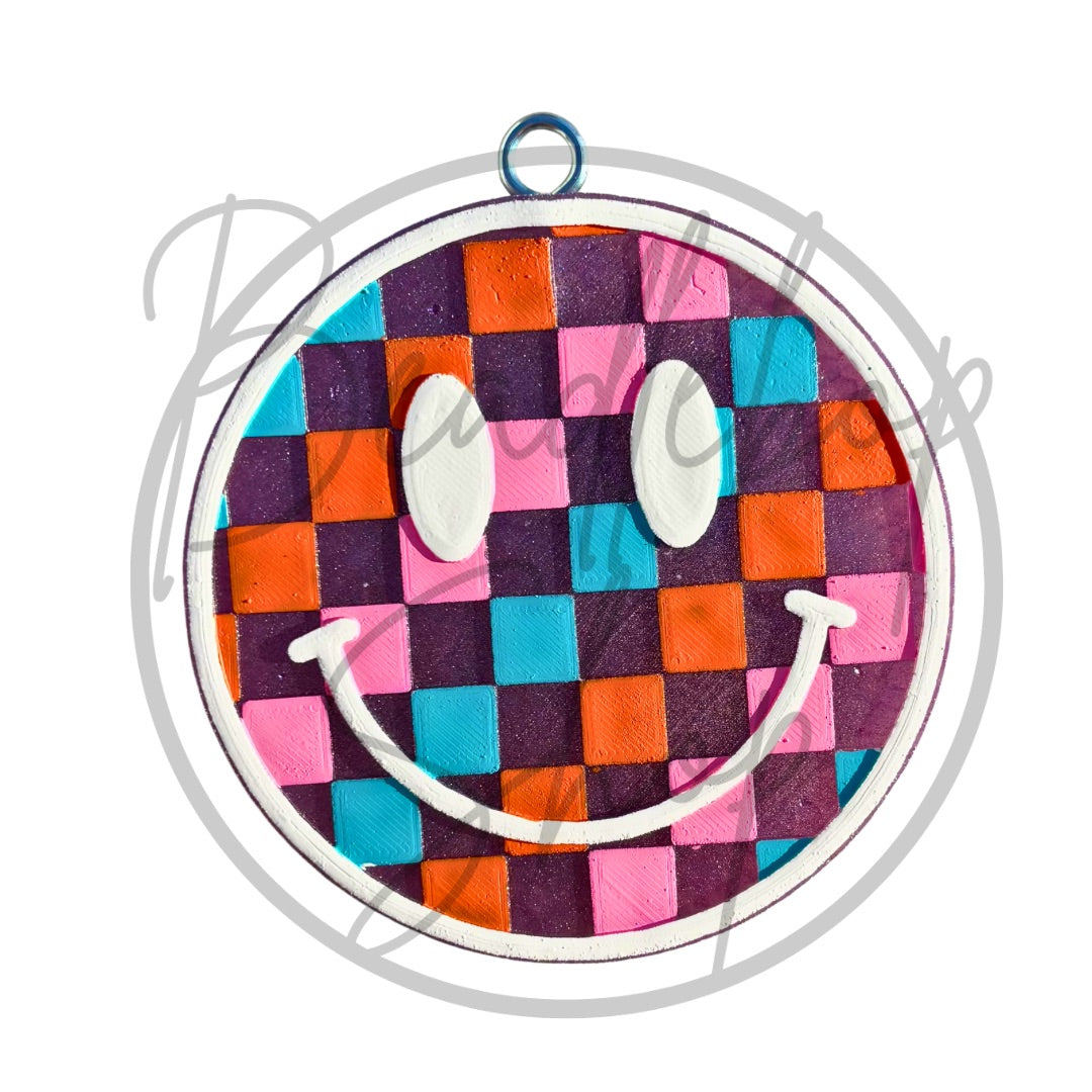 Purple Checkered Smiley Freshie