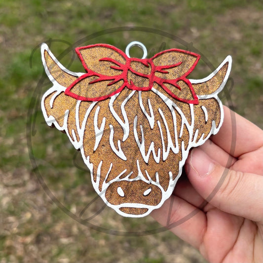 Highland Cow Red Bow Freshie